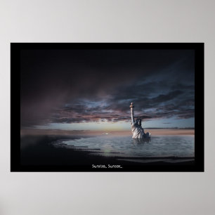 Soluppgång. Sunset.. surrealistisk konst poster