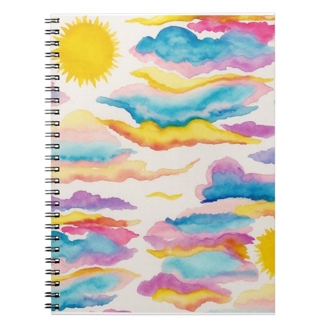 Soluppgång Sunset Watercolor Journal Anteckningsbok (Framsidan)