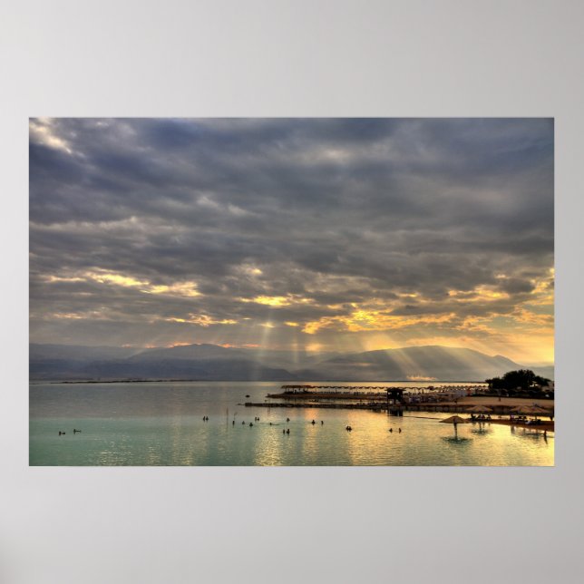 Soluppgång vid Dead Sea Israel Foto Poster (Framsidan)