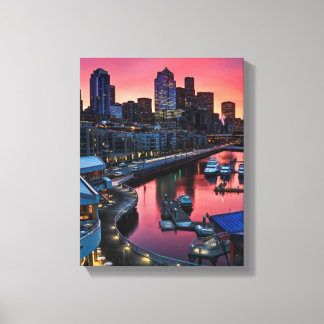 Soluppgång vid pir 66 tittar ner på klockhamnen canvastryck