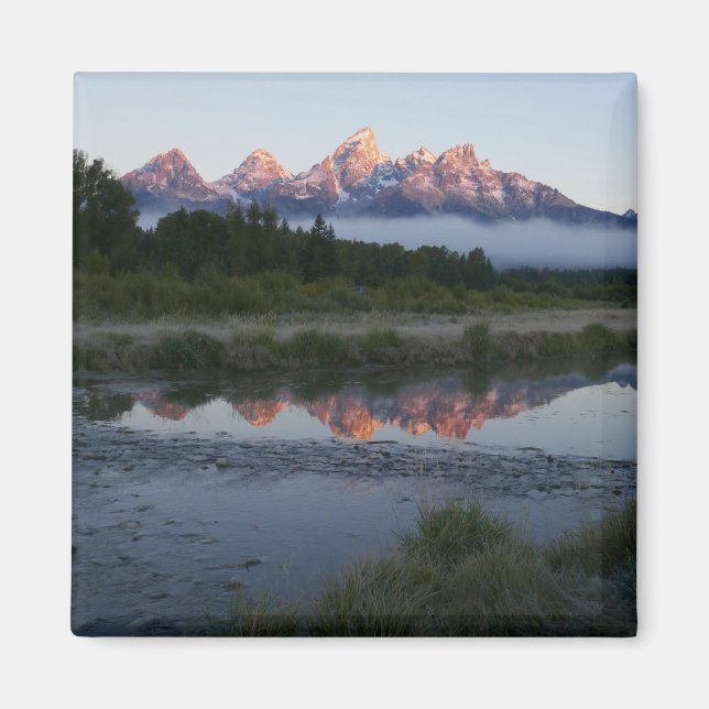 Soluppgång vid Schwabacker Landing vid Grand Teton Magnet (Framsidan)