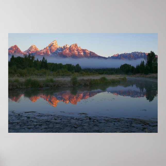 Soluppgång vid Schwabacker Landing vid Grand Teton Poster (Framsidan)