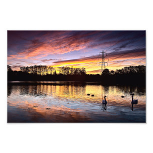 Soluppgång vid Sjö, Leighton Buzzard (6353) Fototryck