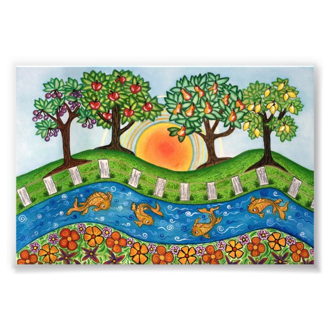 Soluppgång vid teckningskvalitet Fotografiskt tryc Fototryck (Framsidan)