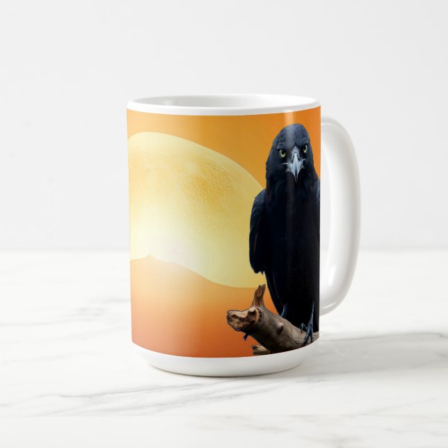 Soluppgång Vild Natur Kråka-Bird Kaffemugg (Framsida höger)