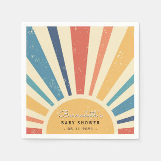 Soluppgång Vintage I Retro Sol I Boho Sunshine Pappersservett