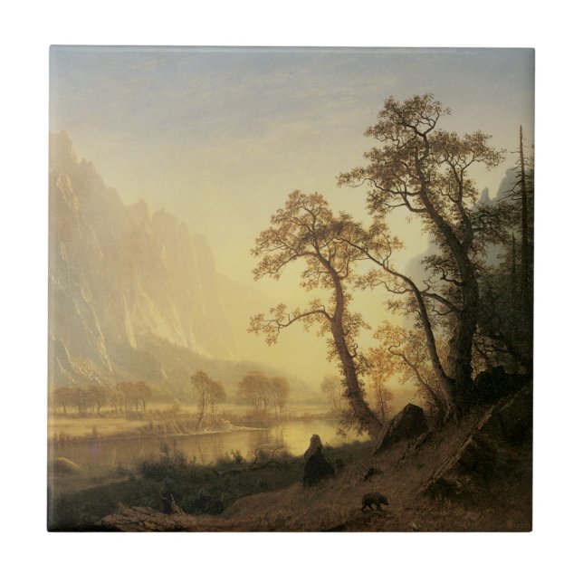 Soluppgång, Yosemite Valley av Albert Bierstadt Kakelplatta (Framsidan)