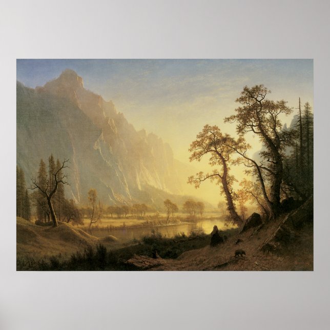 Soluppgång, Yosemite Valley av Albert Bierstadt Poster (Framsidan)