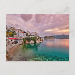 Soluppgången i den gamla hamnen i Skiathos, Grekla Vykort
