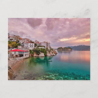 Soluppgången i den gamla hamnen i Skiathos, Grekla Vykort