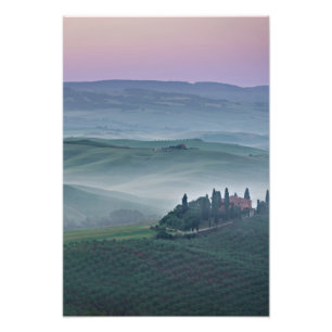 Soluppgången över en Tuscany landskap det Fototryck