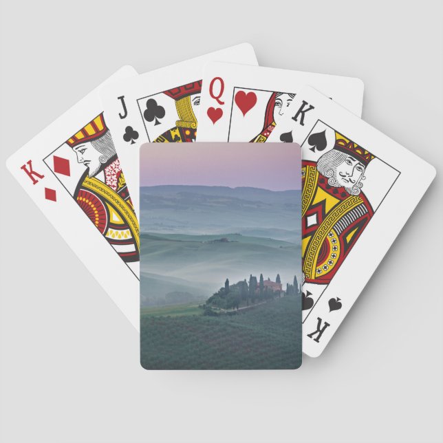 Soluppgången över en Tuscany landskap kort Casinokort (Baksidan)
