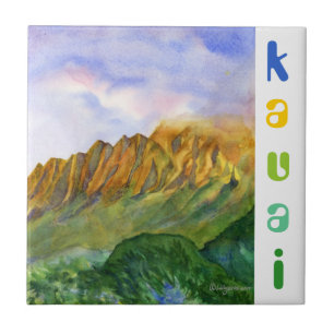 Soluppgångklippor Kauai Hawaii Kakelplatta