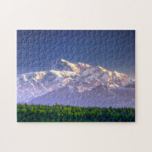 Soluppgångkyssar Mount McKinley Alaska spänner Pussel