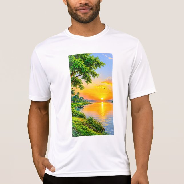 Soluppgångsflodlandskap T Shirt (Framsida)