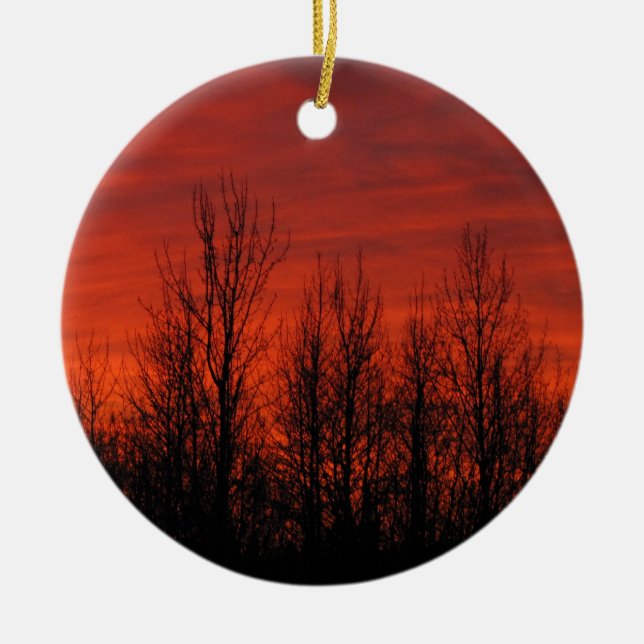 SoluppgångSilhouette Julgransprydnad Keramik (Framsidan)