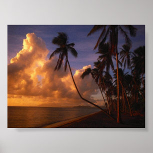 soluppsättning på stranden poster