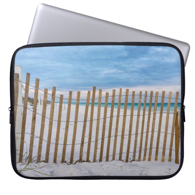 Soluppslitning av trä i Beach Fence Laptop sleeve (Framsidan)