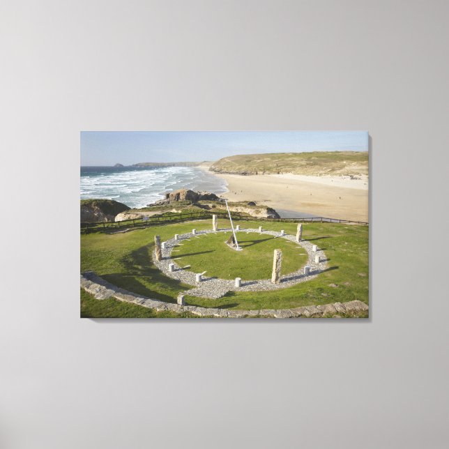 Solur och Perran Beach, Perranporth, Cornwall, Canvastryck (Framsida)