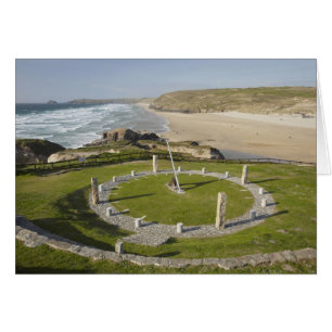 Solur och Perran Beach, Perranporth, Cornwall, Hälsningskort