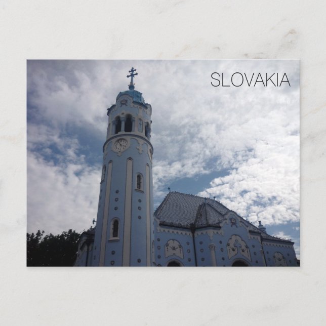 Solvakia blå kyrka vykort (Framsida)