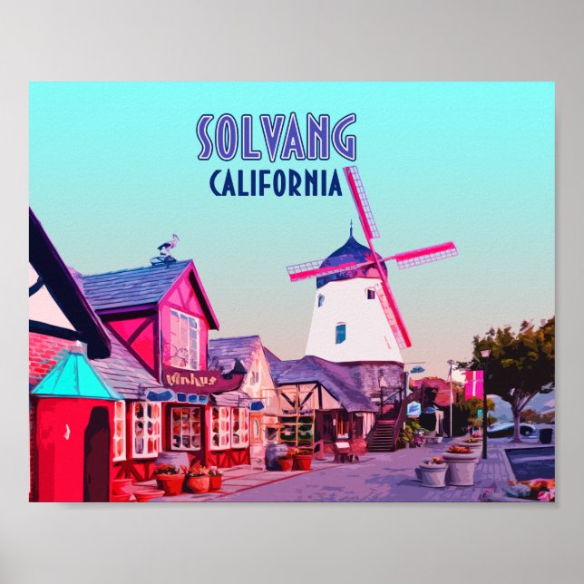 Solvang Danish Downtown California Vintage Poster (Framsidan)