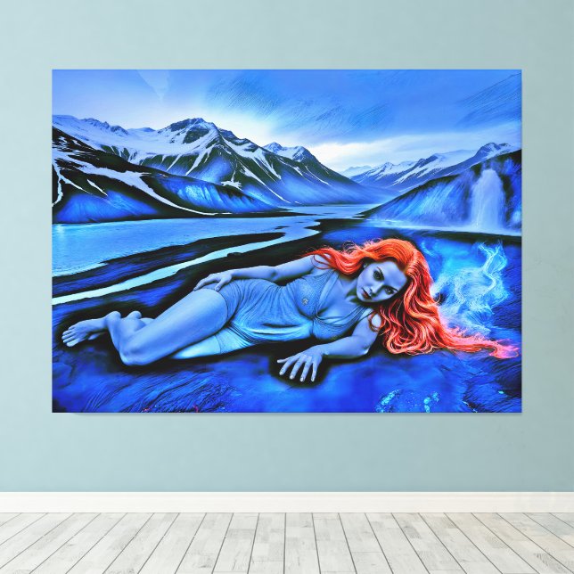 ’Sólvátra’ - Flame Beneath Ice Canvastryck (Insitu (trägolv))
