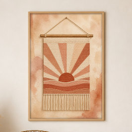 Solvävning på väggen Gouache Boho konstaffisch Poster