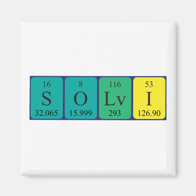 Sölvi Periperiodiskt bord namn magnet (Framsidan)
