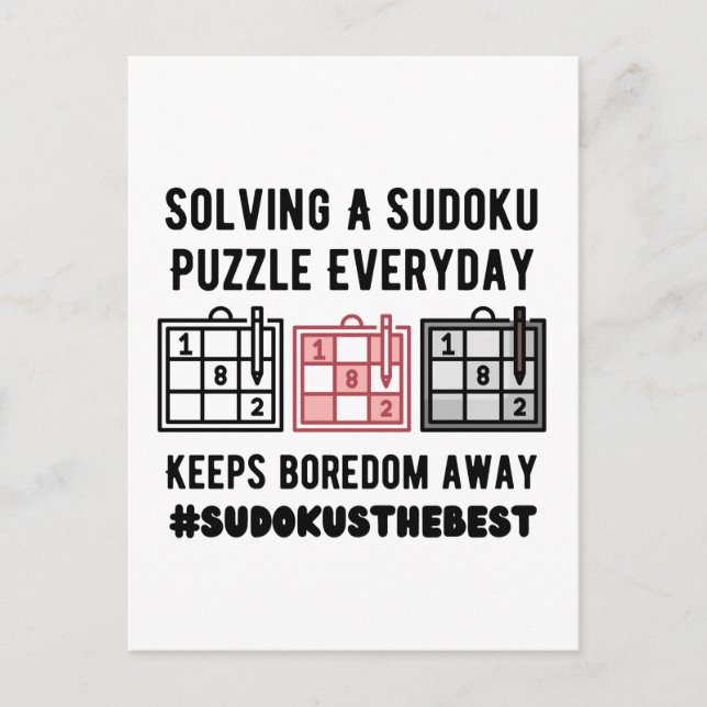 Solving a sudoku puzzle a everyday   vykort (Framsida)