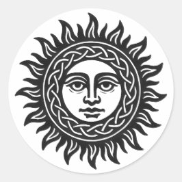 Solvisage Sigill – Svart Sol Emblem Runt Klistermärke