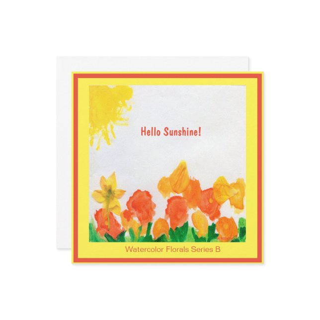 Solvit, Blommigt, vattenfärg Inbjudningar (Fram/Back In Situ)