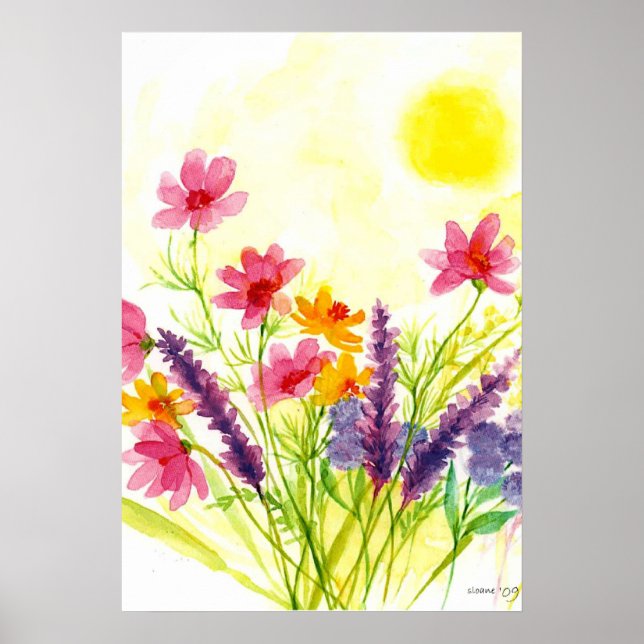 Solvit, Gult, vild, vattenfärg Poster (Framsidan)
