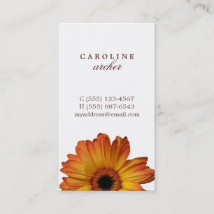 Solvit Orange gerbera daisy Blommor, personligt sa Visitkort