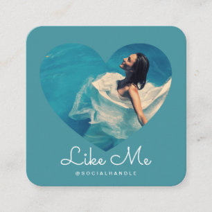 Som Blue Photo Heart Ram Girly Social Media Fyrkantigt Visitkort