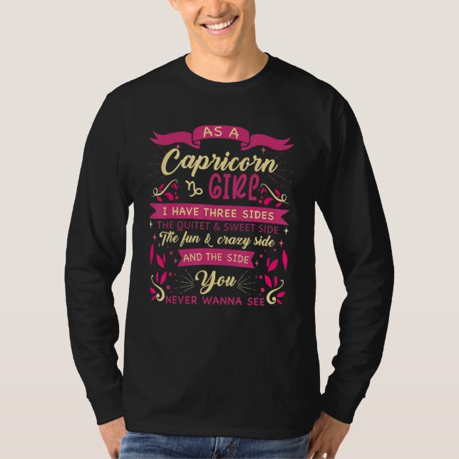 Som Capricorn Girl Astrology Zodiac skriver Women  T Shirt (Framsida)