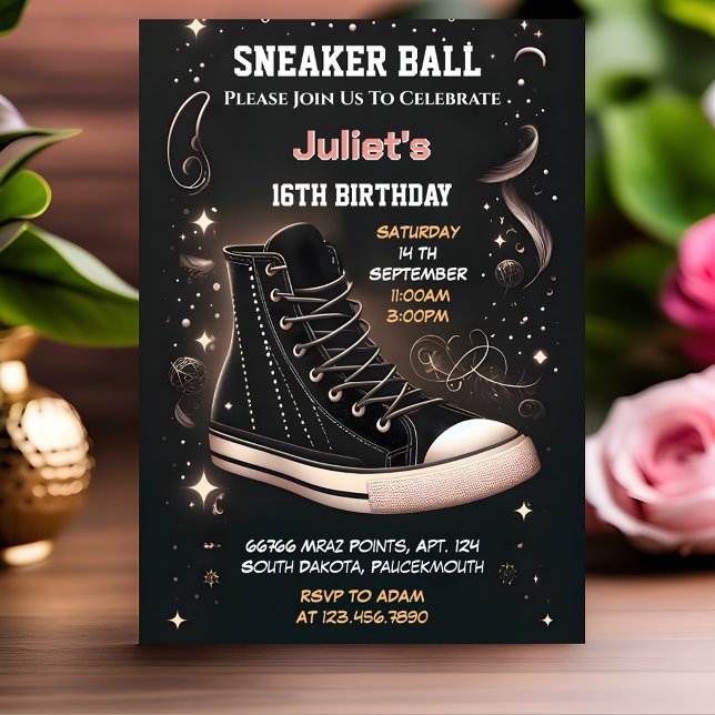 Som Chic Shoe Girl Sweet 16 Sneaker Boll Birthday Inbjudningar (Skapare uppladdad)