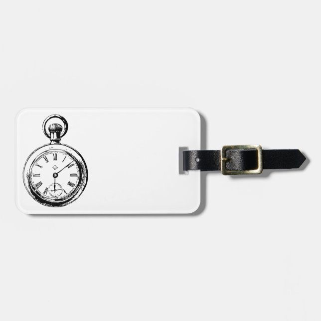 Som Clockwork Pocket Watch Illustration Bagagebricka (Horisontell Framsida)
