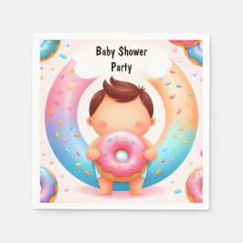 Som Dreams Rosa Blue Donuts och Diaper Baby Shower Pappersservett