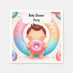 Som Dreams Rosa Blue Donuts och Diaper Baby Shower Pappersservett