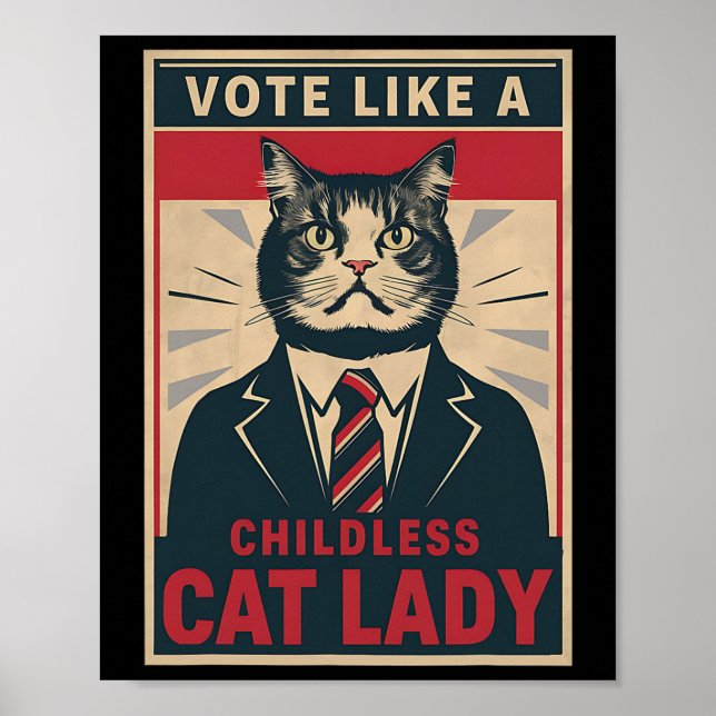 Som en barnlös kattdam Funny Voting Kamala Harr Poster (Framsidan)