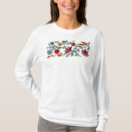 Som en broderier, tryckta blommor t shirt