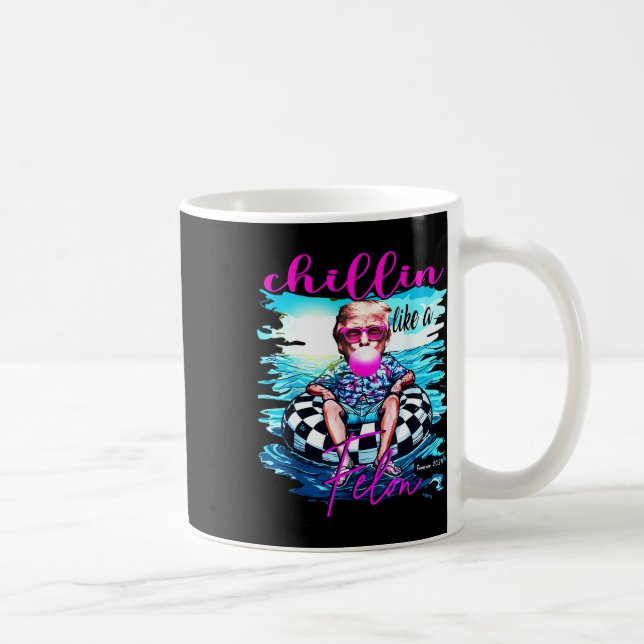 Som en brottsling Retro sommar rosa rolig Trump 20 Kaffemugg (Höger)
