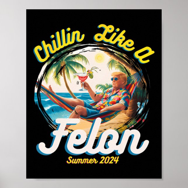 Som en Felon Trump 2024 Hawaiian Poster (Framsidan)