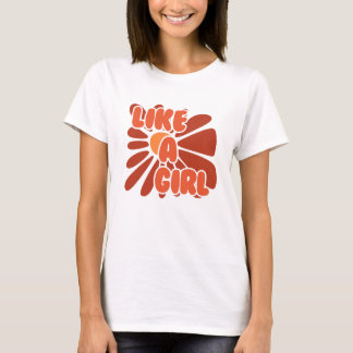 Som en flicka - Retro Blommigt - T-Shirt
