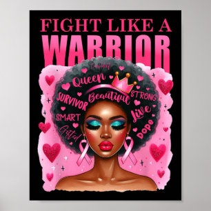 Som en krigare, bröstcancermedvetande svarta kvinn poster
