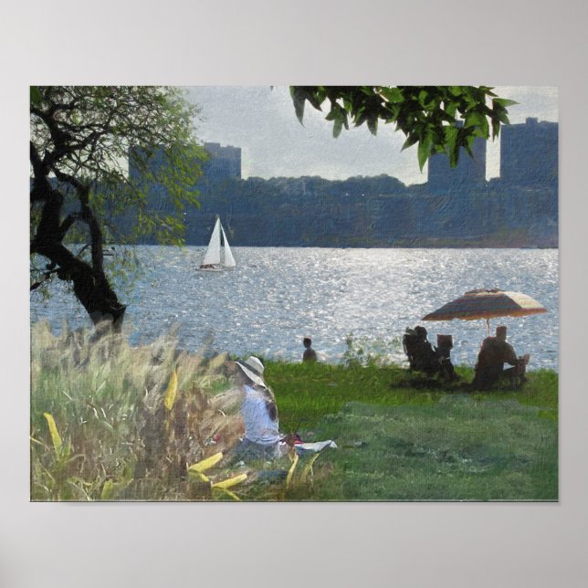 SOM EN SEURAT PAINTING Riverside Park NYC Poster (Framsidan)