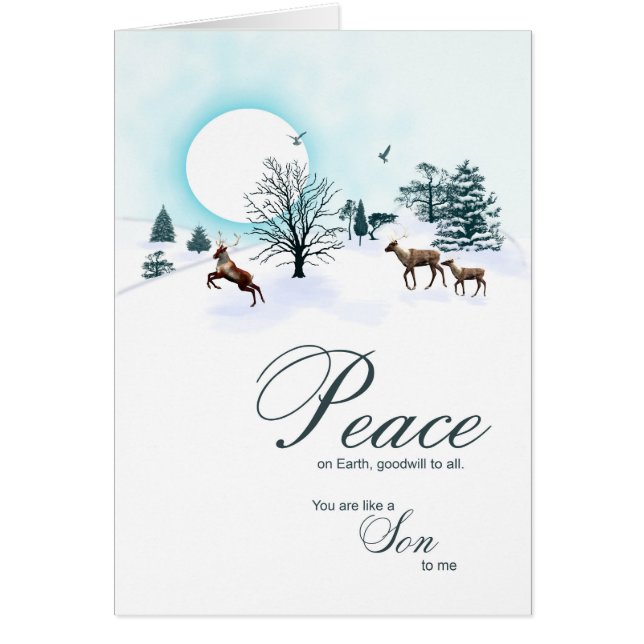 Som en son till mig, julscen med renar hälsningskort (Framsidan)