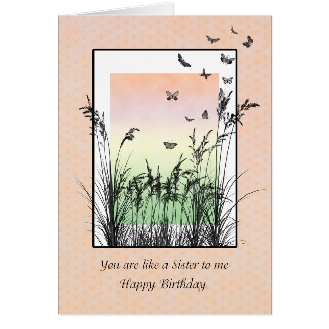 Som en syster till mig, födelsedag med fjärilar hälsningskort (Framsidan)
