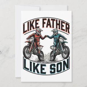 Som far är sonen Motocross Vintage Vector T-Shirt Inbjudningar